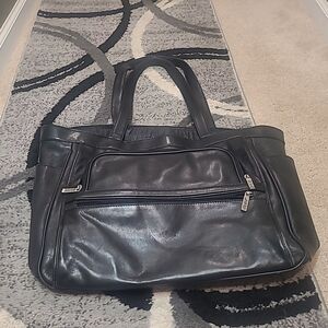 Clava Black Leather Large Tote Work Bag Laptop Shoulder READ DESC!